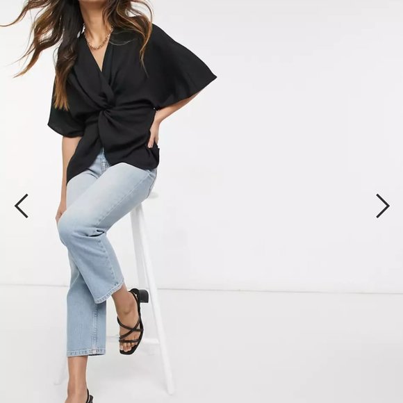 ASOS DESIGN knot front top with kimono sleeve - Picture 4 of 10